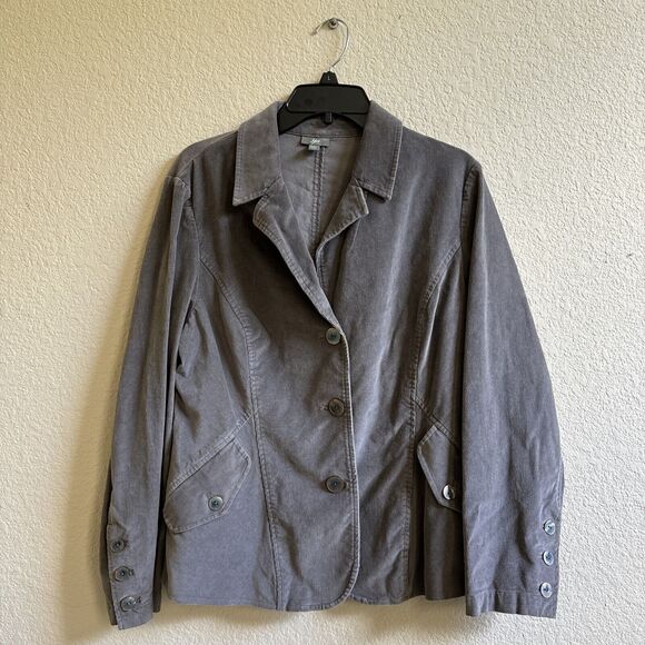 J. Jill Gray Cotton Spandex Corduroy Blazer Jacket Size M Medium Oversized - Picture 2 of 8